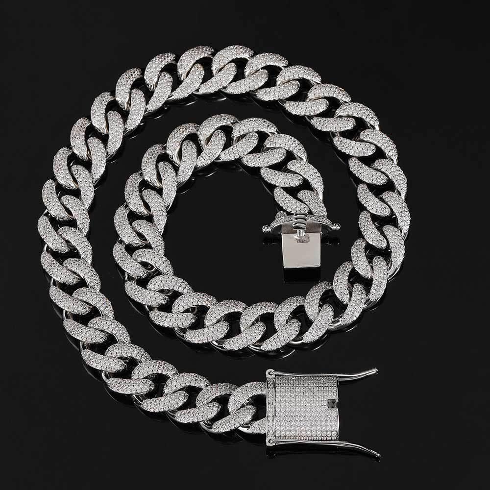 Custom 15mm Triple-Row Iced Out Gold Chain Style - CaratixJewelry